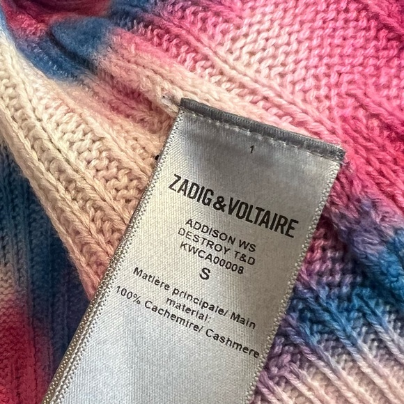Zadig & Voltaire Addison Tie Dyed Cardigan Sweater 100% Cashmere - Picture 6 of 7